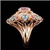 Image 3 : 14k Rose Gold 3.50ct Kunzite 1.25ct Diamond Ring