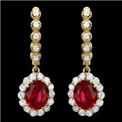 14k Gold 5.3ct Ruby 1.40ct Diamond Earrings