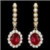 Image 1 : 14k Gold 5.3ct Ruby 1.40ct Diamond Earrings