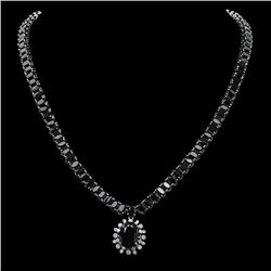 14K Gold 66.92ct Sapphire 0.90ct Diamond Necklace
