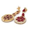 Image 2 : 14k Gold 15.50ct Ruby 3.00ct Diamond Earrings