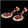Image 3 : 14k Gold 15.50ct Ruby 3.00ct Diamond Earrings