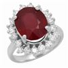 Image 1 : 14K Gold 6.88ct Ruby 1.13ct Diamond Ring