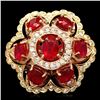 Image 1 : 14k Gold 12.00ct Ruby 1.35ct Diamond Ring
