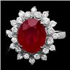 Image 1 : 14k White Gold 5.00ct Ruby 0.80ct Diamond Ring