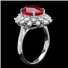 Image 2 : 14k White Gold 5.00ct Ruby 0.80ct Diamond Ring