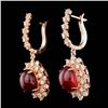 Image 2 : 14k Rose 14.00ct Ruby 1.65ct Diamond Earrings