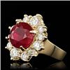 Image 2 : 14k Yellow Gold 5.50ct Ruby 1.85ct Diamond Ring