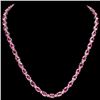 Image 1 : 14k 40ct Pink Sapphire 1.50ct Diamond Necklace