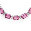Image 2 : 14k 40ct Pink Sapphire 1.50ct Diamond Necklace