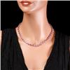 Image 4 : 14k 40ct Pink Sapphire 1.50ct Diamond Necklace