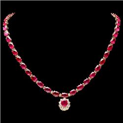 14k Gold 55.7ct Ruby 2.70ct Diamond Necklace