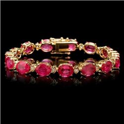 14k Gold 35.00ct Ruby 1.15ct Diamond Bracelet