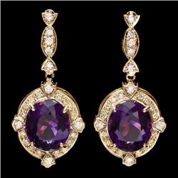 14k Gold 16ct Amethyst 1.45ct Diamond Earrings