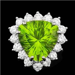 14k White Gold 9.50ct Peridot 1.80ct Diamond Ring