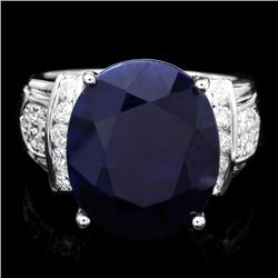 14k Gold 13.50ct Sapphire 0.75ct Diamond Ring