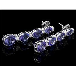 14k Gold 9.50ct Tanzanite 0.50ct Diamond Earrings