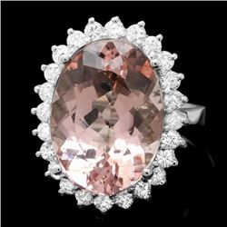 14k Gold 11.00ct Morganite 1.10ct Diamond Ring