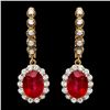Image 1 : 14k Gold 8.00ct Ruby 1.35ct Diamond Earrings