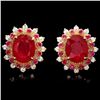 Image 1 : 14k Gold 8.6ct Ruby 0.70ct Diamond Earrings