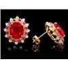 Image 2 : 14k Gold 8.6ct Ruby 0.70ct Diamond Earrings