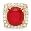 Image 2 : 14k Yellow Gold 16.35ct Ruby 2.20ct Diamond Ring