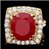 Image 3 : 14k Yellow Gold 16.35ct Ruby 2.20ct Diamond Ring