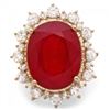 Image 2 : 14k Yellow Gold 21.00ct Ruby 2.00ct Diamond Ring
