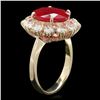 Image 2 : 14k Yellow Gold 6.2ct Ruby 1.00ct Diamond Ring
