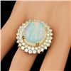 Image 3 : 14k Yellow Gold 9.00ct Opal 3.15ct Diamond Ring