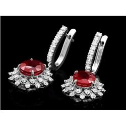 14k Gold 8.00ct Ruby 2.00ct Diamond Earrings