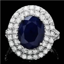 14k Gold 5.00ct Sapphire 2.00ct Diamond Ring