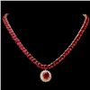 Image 1 : 14k Gold 101ct Ruby 2.15ct Diamond Necklace