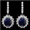 Image 1 : 14k Gold 15.00ct Sapphire 1.90ct Diamond Earrings