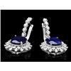 Image 2 : 14k Gold 15.00ct Sapphire 1.90ct Diamond Earrings