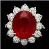 Image 1 : 14k Yellow Gold 11.00ct Ruby 2.05ct Diamond Ring
