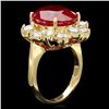 Image 2 : 14k Yellow Gold 11.00ct Ruby 2.05ct Diamond Ring