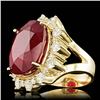 Image 2 : 14k Yellow Gold 25.50ct Ruby 2.25ct Diamond Ring