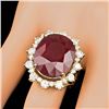 Image 4 : 14k Yellow Gold 25.50ct Ruby 2.25ct Diamond Ring
