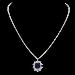 18k Gold 6ct Sapphire 5.00ct Diamond Necklace