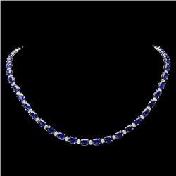 18k Gold 40.00ct Sapphire 1.90ct Diamond Necklace