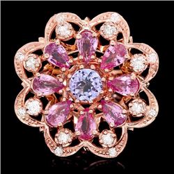 14k Rose 1.00ct Tanzanite 0.75ct Diamond Ring