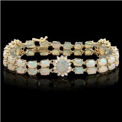 14k Yellow Gold 12ct Opal 1.35ct Diamond Bracelet