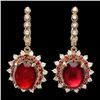 Image 1 : 14k Rose Gold 23.8ct Ruby 1.50ct Diamond Earrings
