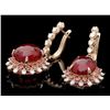Image 3 : 14k Rose Gold 23.8ct Ruby 1.50ct Diamond Earrings