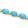 Image 1 : 14k 12.00ct Turquoise 0.70ct Diamond Bracelet