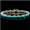 Image 2 : 14k 12.00ct Turquoise 0.70ct Diamond Bracelet