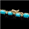 Image 3 : 14k 12.00ct Turquoise 0.70ct Diamond Bracelet
