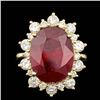 Image 1 : 14k Yellow Gold 13.00ct Ruby 1.80ct Diamond Ring
