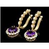 Image 2 : 14k Gold 3.70ct Amethyst 1.30ct Diamond Earrings